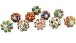 Dorpmarket Set Of 10 Vintage Color Multi Designed Ceramic Cupboard Cabinet Do.... Fixed Price $20.22.