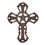 Texas Star Cast Iron Wall Cross Mounted Fleur De Lis Accents Western 9.5 In. Fixed Price $19.95.