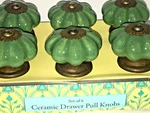 Ceramic Cabinet Knobs Cupboard Drawer Pull Set Of 6 Six Green Jaipur Market. Fixed Price $84.99.