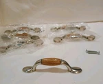 Set Of 6 Laurey 3" Satin Chrome Finish Pulls With Oak Insert.. Fixed Price $26.00.