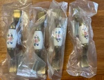 Vintage Floral Beige Ceramic Brass Amerock Cabinet Handles Center #63854. Fixed Price $17.50.