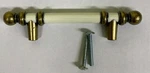 (new)! Amerock Brass/white, 3" Centers BP-743-CW Drawer Cabinet Door Pull. Fixed Price $5.99.
