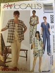 Mccall's M2208 Women's Shirt Dress Top Pull-on Pants Shorts 18-30 New Uncut. Fixed Price $14.00.