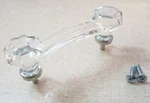 Clear Octagonal Glass Bridge Handle Pull, Brass Base, Brushed Nickel, 3 C-c. Fixed Price $11.99.