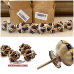 Hand-painted Blue & Yellow Ceramic Pumpkin Cabinet Knobs Set Of 8 New Box. Fixed Price $36.99.