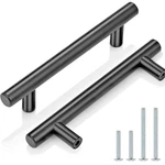 (5 Pack) Durable Black 6" Modern Euro T-bar Cabinet Pulls With 4" Centers. Fixed Price $18.00.