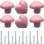 6 Pcs Ceramic Cabinet Knobs, Heart Shaped Adorable Drawer Pulls For Girls Bedroo. Fixed Price $19.43.