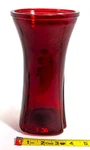 Ruby Red Glass Vase 8.5 Swirl Sides Square Base Round Top Heavy Eclectic Decor. Fixed Price $18.99.