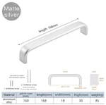 Hardware Pull Drawer Handle 168MM Matte Silver Aluminum Wardrobe + Screws. Fixed Price $9.90.