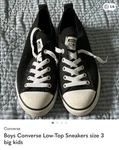 Converse All Star 665412F Low-top Sneakers Black Unisex Big Kids Size 3 Canvas. Fixed Price $20.00.