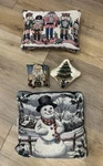 Vintage Martha Stewart 2002 Christmas 16" Square Tapestry Pillows Knob Hangers. Fixed Price $50.00.