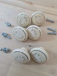 Vtg Liberty Porcelain Drawer Pulls Almond With Flower Design Set Of 6. Fixed Price $24.00.