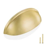 Qogrisun 10-PACK Solid Brass Gold Cup Cabinet Pulls, 3-INCH Hole Centers. Fixed Price $68.00.