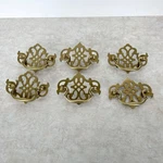 Set Of 6 Chippendale Style Brass Bail Drawer Pull Handles 4" X 3 Centers. Fixed Price $34.99.
