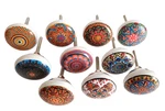 Lot Of 10 Pc Painted Colorful Ceramic Cabinet Door Knob Pulls Drawer Handle. Fixed Price $24.49.