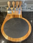 Rare Find Wooden Cutting Board With Cheese Knives On Magnetic Strip. Fixed Price $32.00.