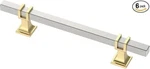 Alzassbg 6 Pack Satin Nickel And Gold Cabinet Pulls, 5" Hole Centers. Fixed Price $24.99.