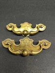 2 Vtg Chippendale Bat Wing Geometric Pressed Center Design Gold Tone Drawer Pull. Fixed Price $19.99.