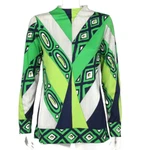 Sportempo Psychedelic Green Blue Mod Geometric Zip Back Top Sz /863. Fixed Price $22.49.