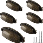6 Yellow Bronze Drawer Pull Handle Knobs Metal Cup Pack,. Fixed Price $13.14.