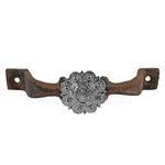 Rustic Cast Iron Silver Horseshoe Handle Cabinet Drawer Door Pull Floral Concho. Fixed Price $14.36.