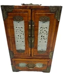Vintage Shanghai Chinese 12.5 Wooden Drawer Jade Intricate Jewelry Cabinet. Fixed Price $175.00.