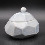 Anthropologie Faceted Trinket Box, Ice Blue Ceramic, White Trim Lid With Knob. Fixed Price $19.95.