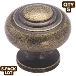 5-PACK Lot Amerock Inspirations BP4258-R2 Weathered Brass 1 3/8" Cabinet Knob. Fixed Price $31.88.