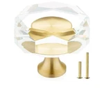 Qogrisun 5 Packs Brass Cabinet Knobs , Glass Crystal Gold Drawer 1-1/4". Fixed Price $12.00.