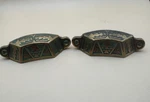Lot Of 2 Vintage Brass Drawer Pulls 1993 Kbc Made U.s.a 4" Wide Green Patima. Fixed Price $24.00.