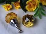 Small Amber Solid Crystal Glass Drawerdoor Pull. Fixed Price $38.57.
