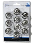 Mainstays Knobs 10 Pack Satin Nickel Finish Easy Application Hardware Included. Fixed Price $29.99.