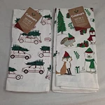 Cuisinart Kitchen Towels 16"X26" Lot Of 2-PACKS Christmas Wildlife Tree Car. Fixed Price $18.00.