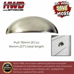 Cabinet Handle Cup Pull Brushed Nickel Classic Kitchen Bath Door Hardware 3"CC. Fixed Price $15.50.