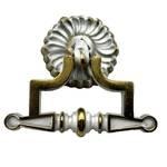 Vtg Mcm Brass White Drop Pull Cabinet Furniture Accessory Set Of 6 National Lock. Fixed Price $39.95.