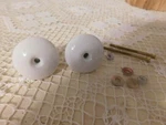 Amerock BP707-30, Set Of White Ceramic Door/drawer Knobs/pulls 1 3/8" Diameter. Fixed Price $5.00.