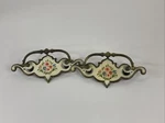 Set Of (2) BPC1910 Drawer Drop Bail Pull Handle Brass & Porcelain Painted. Fixed Price $24.99.