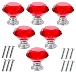 6PCS Red Crystal Glass Cabinet Knobs 30MM Diamond Drawer Pull Handles Set. Fixed Price $12.99.