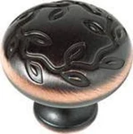 (2 Pack) 1-1/4" Leaf And Vine Knob Bronze With Copper Highlights. Fixed Price $8.09.