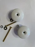 Pair Amerock BP707-30 White 1 3/8" Ceramic Cabinet Knob Pulls With Brass Screw. Fixed Price $5.80.