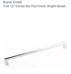 Emtek Trail 12" Center To Bar Pull Bright Nickel Nip Includes Screws. Fixed Price $26.99.