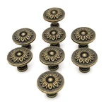 8 Vintage Antique Brass Knobs Handles Pulls - Flower Pattern For Cabinets Drawer. Fixed Price $17.46.