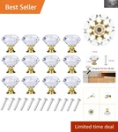 30MM Gold Diamond Crystal Knobs For Cabinets & Drawers - 6 Pack Of Elegance. Fixed Price $13.99.