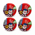 Whimsical Set Four Coffee Knobs Pulls Colorful Kitchen Decor 2 Eclectic Ret. Fixed Price $20.00.