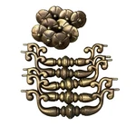 Vtg Kbc Brass Drop Bail Drawer Pulls & Rosettes Cabinets Reclaimed Of 5. Fixed Price $21.95.