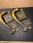 Antique Double Door Pull Handles.solid Bronze With Plates.. Fixed Price $75.00.