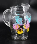 Vtg Hazel Atlas Glass Pitcher Multicolor Atomic Swirl W/ice Lip Twisted Handle 9. Fixed Price $54.95.
