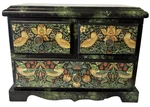 Hand Painted Wood Jewelry Box Mixed Media William Morris Bird Design 3 Drawer. Fixed Price $37.00.