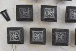 Vintage Cast Iron Square Flower Pull Drawer Cabinet Knobs Handle 10 Pcs. Fixed Price $45.00.
