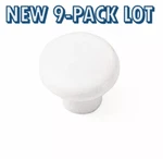 New 9-PACK Lot Laurey 34642 Plastic Cabinet Hardware Round Knob 1-1/4" White. Fixed Price $12.57.